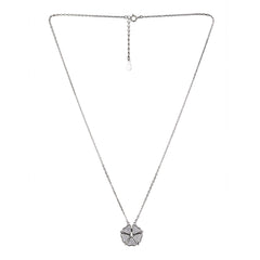 Sterling Silver Rounded Crystal Foldable Necklace - silvermark