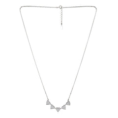 Sterling Silver Rounded Crystal Foldable Necklace - silvermark