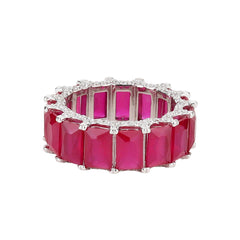 Ruby Emerald Cut Eternity Band Ring - silvermark