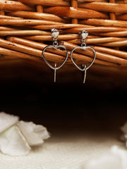 Silver Dangle Tri Heart Earrings - silvermark